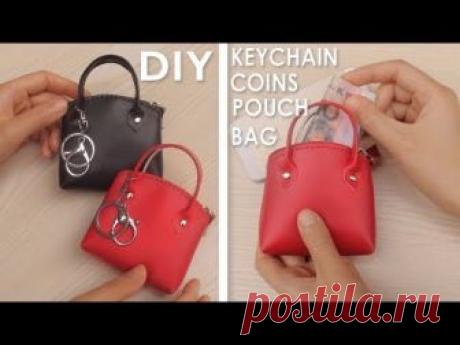 DIY MINI HANDBAG KEYCHAIN & COINS POUCH TUTORIAL // Red PU Lather Cute Zipper Bag