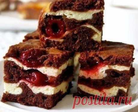 Самые вкусные рецепты: Брауни с творогом и вишней