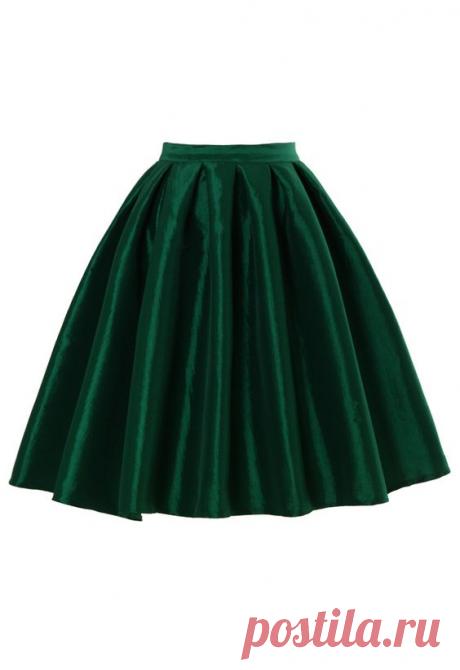 green a-line midi skirt | My Style