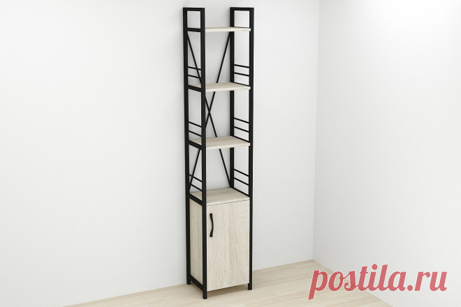 Этажерка 4/34 Ferrum-decor Серии Конект с тумбой 179x34x28 Черный ДСП Сонома (FD1045) - Полки, Этажерки - Продажа Полки, Этажерки с доставкой по Украине. Хорошие цены, отзывы, продажа Ferrum-decor™