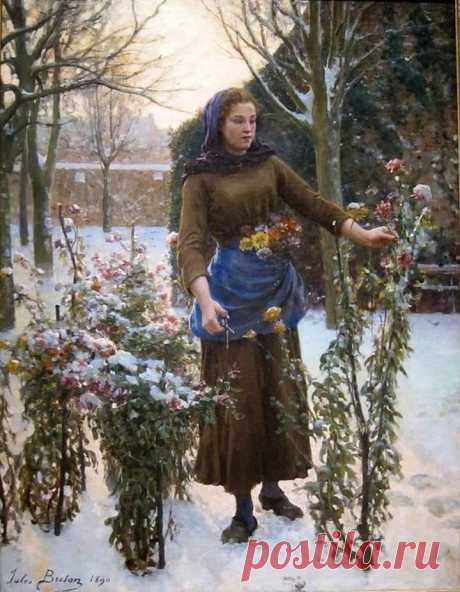 Жюль Бретон. "Последние цветы", 1890 г.