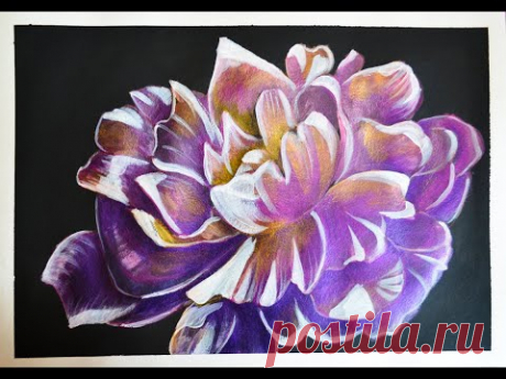 Перламутровый ПИОН. Интерьерная картина Mixed Media .