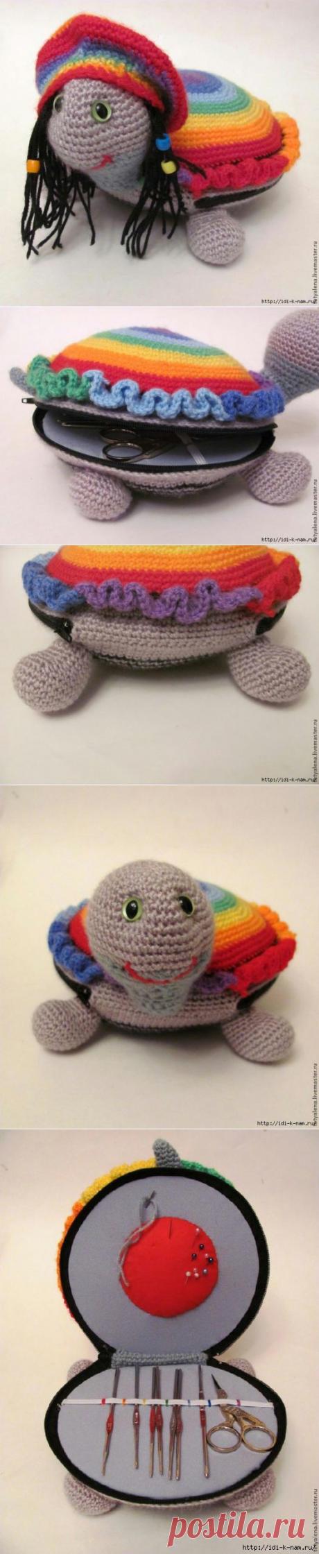 вязаная черепашка - органайзер