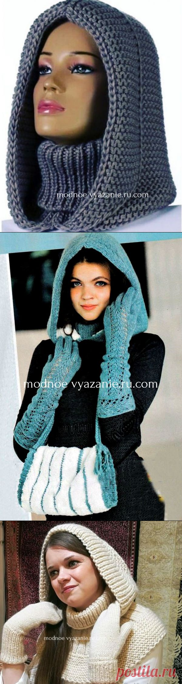 Воротник капюшон вязаный спицами - Klubok - Modnoe Vyazanie.ru.com