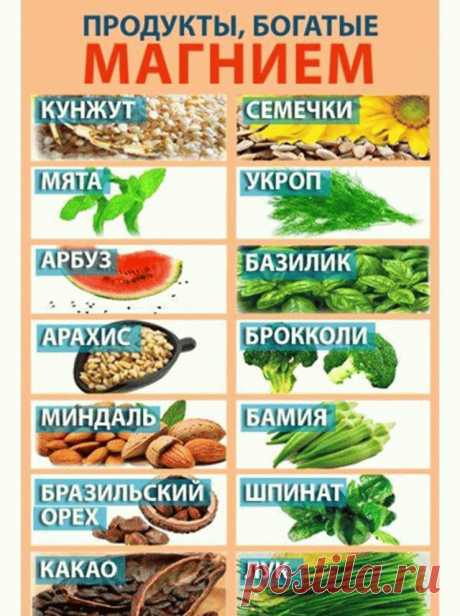 в каких продуктах магний: