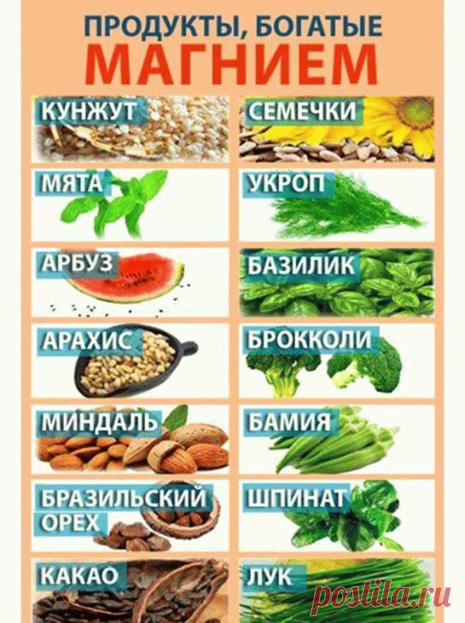 в каких продуктах магний: