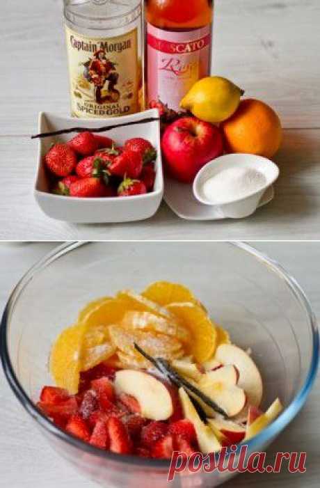 Розовая сангрия с клубникой и ванилью