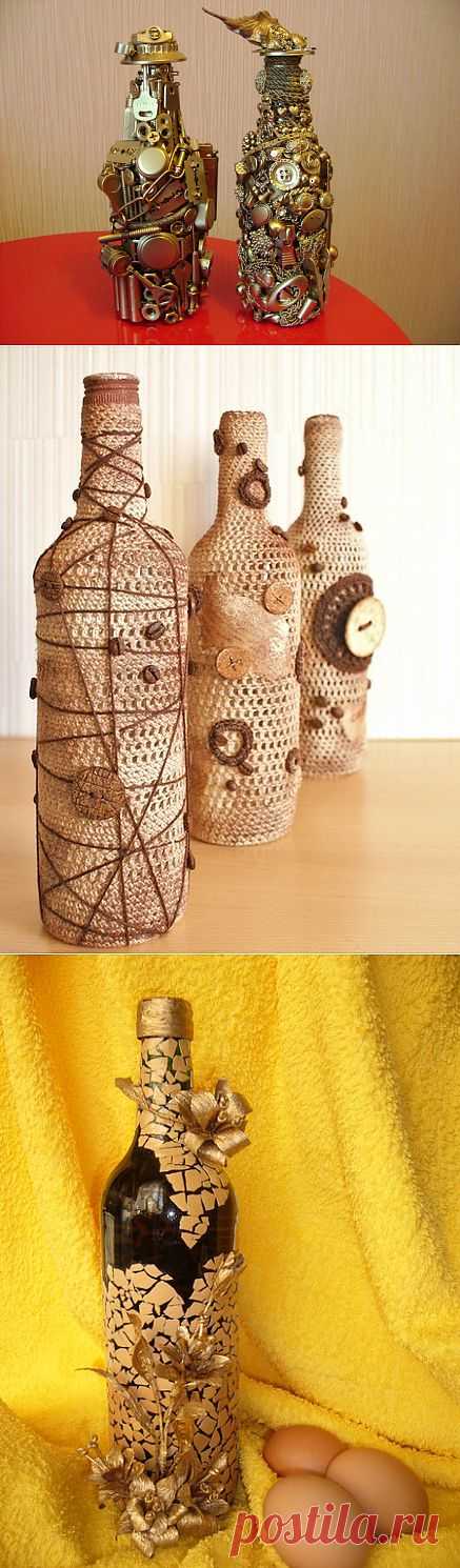 Украшения для дома: декор бутылок своими руками | Интерьер и Дизайн