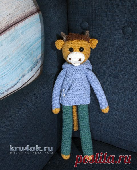 Длинноногий бычок, связанный крючком. Символ 2021 года | Вязание Крючком | Яндекс Дзен