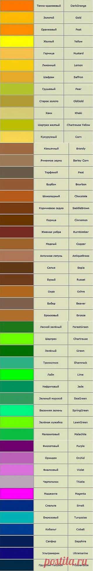 Современные названия цветов (от слова цвет)
