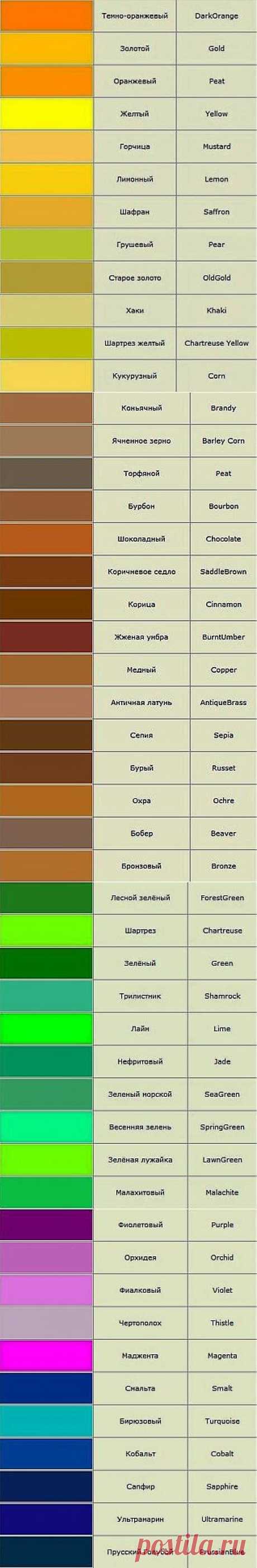 Современные названия цветов (от слова цвет)
