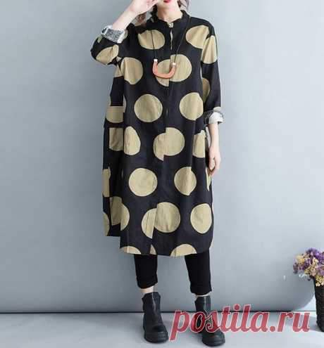 Women Dot linen maxi dress, black maxi dress linen, Loose Fitting Long  gown, Linen Stand collar shirt dress 【Fabric】  Linen 【Color】 black 【Size】 Shoulder width 42cm / 16  Sleeve Length 53cm / 21 Cuffs around 25cm / 10 Bust 118cm / 46 Waist 142cm / 55 Clothing length 104cm / 41  Hem circumference 148cm / 58   Have any questions please contact me and I will be happy to help you.