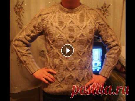 Мужской пуловер спицами с рукавом &quot;реглан&quot; Часть 2. Men's sweater knitting Размер 44-46. Вам понадобится пряжа кавказская тройка или любая другая с толщиной нити 150-180 м. на 100 гр. 600 гр., спицы №3. Плотность вязания - 2 ...