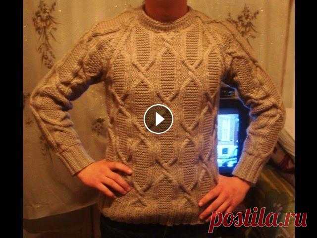 Мужской пуловер спицами с рукавом "реглан" Часть 2. Men's sweater knitting Размер 44-46. Вам понадобится пряжа кавказская тройка или любая другая с толщиной нити 150-180 м. на 100 гр. 600 гр., спицы №3. Плотность вязания - 2 ...