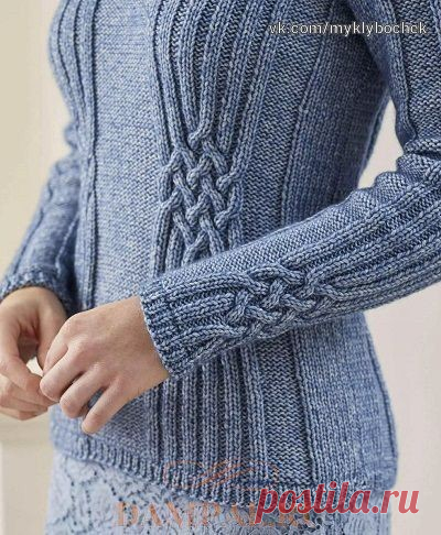 Размеры: XS (S, M, L, XL, XXL) 

Окружность груди – 76-81 (86-91, 97-102, 107-112, 117-122, 127-132) см, 

Окружность груди готового изделия – 87 (98, 108, 118, 128, 139) см, 

Длина – 57 (58, 59, 60, 61, 62) см, 

Длина рукава по шву – 46 (46, 46, 46, 46, 46) см. 

Необходимые материалы: 

Пряжа Wendy Purity (70% хлопок, 30% шерсть; 100 м / 50 грамм в мотке) – 11 (12, 13, 14, 14, 15) мотков. 

Необходимые инструменты: 

Спицы № 3.75 и № 4.5, дополнительная спица, 2 держат...