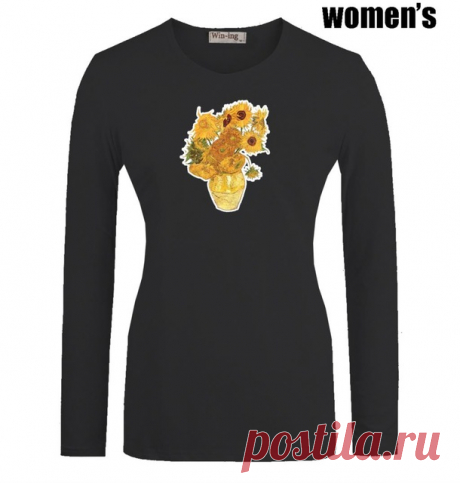 Футболка с длинными рукавами:  Ван Гог &quot;Подсолнухи&quot; (AliExpress)