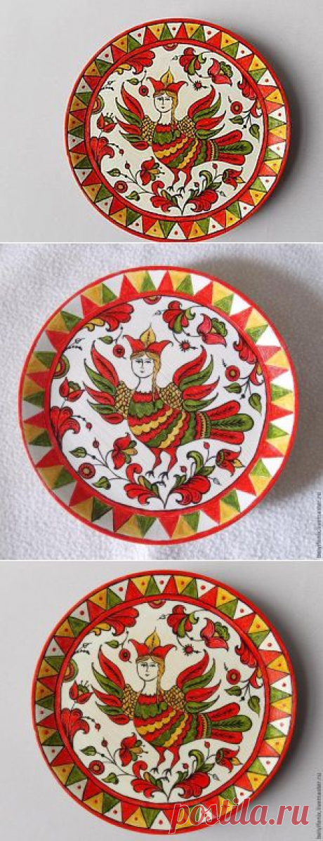 Роспись тарелки &quot;Птица Сирин&quot;