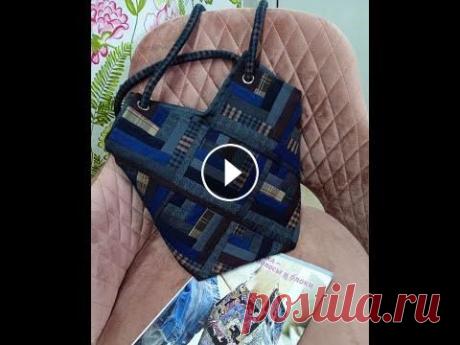 Сумка с молнией из лоскутных блоков  (&quot;ремейк&quot; джинсовой сумки из полос) Повторяю сумку &quot;ветряная мельница&quot;, но усложнив её сборкой из лоскутных блоков и добавив застёжку &quot;молния&quot; . Видео достаточно длин...