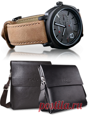 Часы Curren плюс стильная мужская сумка POLO в подарок: elitwatch