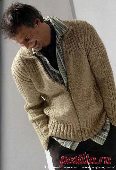 Мужской жакет спицами
