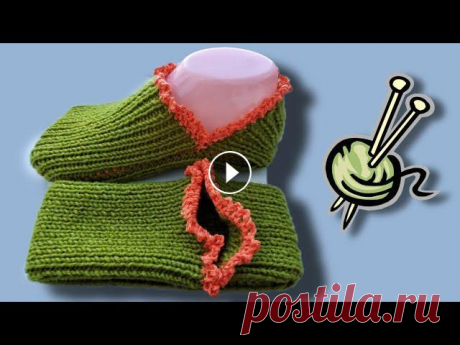 Вяжем простые следки тапочки спицами - быстро и легко!    easy knitted slippers Подробный мастер класс по вязанию спицами следков тапочек - #тапочкиспицами #следкиспицами #вяжемтапочки #носкиспицами #вязание #тапочки #носки #прост...