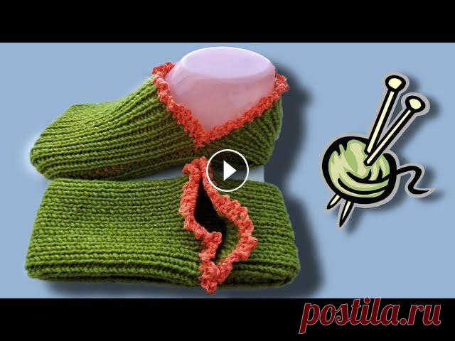 Вяжем простые следки тапочки спицами - быстро и легко!    easy knitted slippers Подробный мастер класс по вязанию спицами следков тапочек - #тапочкиспицами #следкиспицами #вяжемтапочки #носкиспицами #вязание #тапочки #носки #прост...