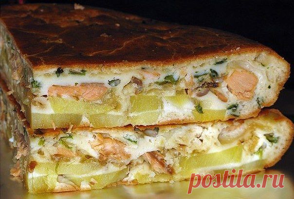 Рыбный заливной пирог с картошкой. Тесто нежное начинка сочная