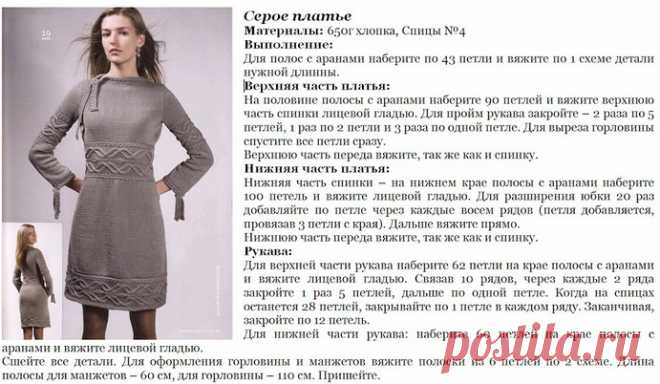 Схема вязания платья спицами