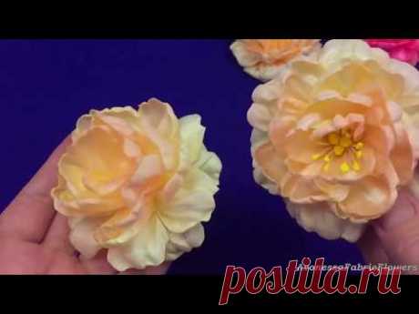 Ribbons peony.Another way/Peonía hecha de cintas/Пион из лент. Другой способ