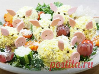 Салаты в виде Свинок на Новый год — 4 новых рецепта | Вкусные рецепты