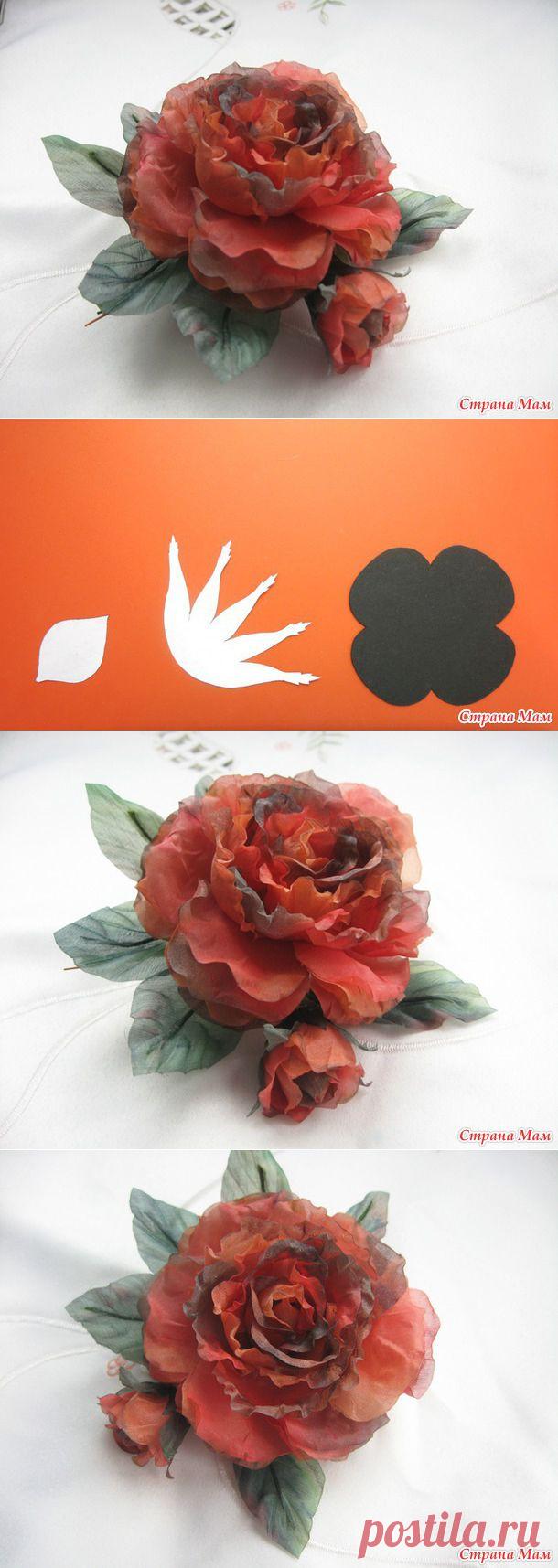 Роза из натурального шелка в японской технике по МК Ольги Якимовой.: Дневник группы "Цветы из ткани" - Страна Мам