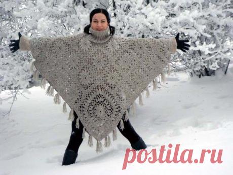 Деликатности в вязание крючком Габриэла: Пончо, свитер