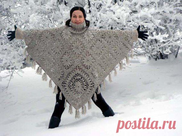 Деликатности в вязание крючком Габриэла: Пончо, свитер