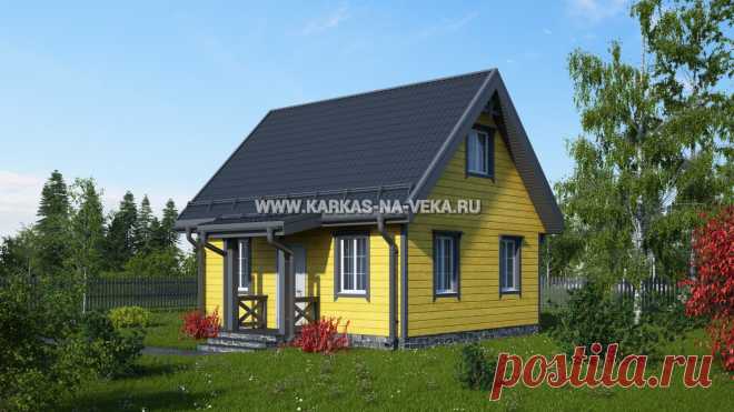 Экономный каркасный дом 6х7 проект с мансардой  Экономный каркасный дом с мансардой по проекту 6*7 имеет 2 спальни на втором (мансардном) этаже, 1 на первом, 2 санузла, прихожую и кухню. Довольно небольшие по объему помещения компенсируются грамотной планировкой пространства в стиле минимализм