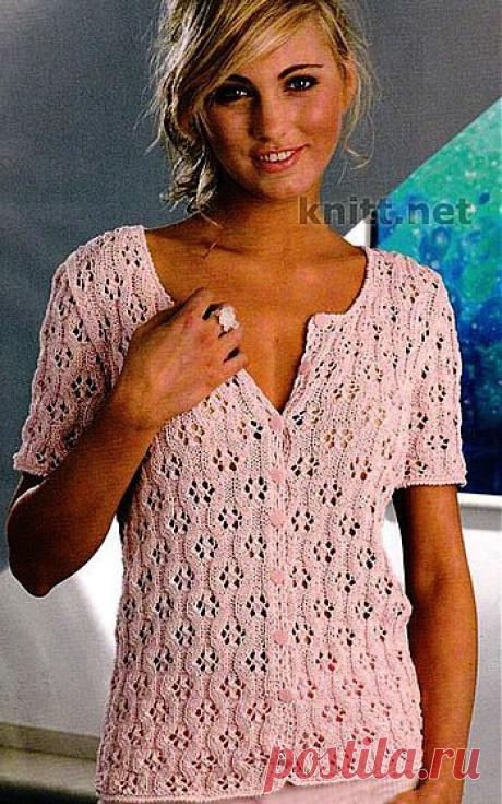 Ажурный жакет (узор цветочки) | knitt.net | Все о вязании