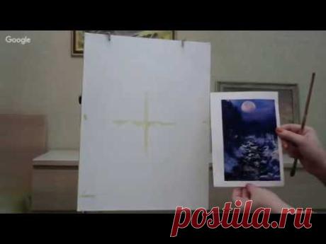 Ночной зимний пейзаж Надежда Русинова