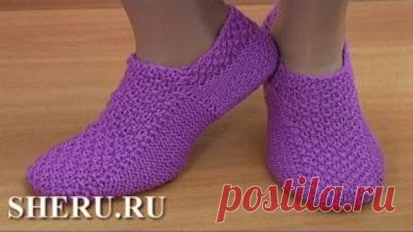 Следки без швов на двух спицах. Урок 190