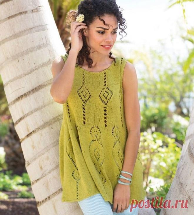 Туники спицами: сетчатый, зигзагообразный, ажурный узоры. Модели с описанием и схемами. | Вязание 
