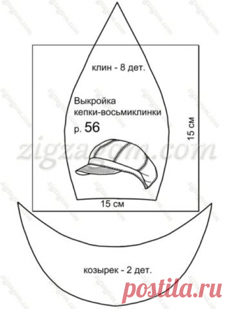 Выкройка кепки-восьмиклинки — Зигзагом
