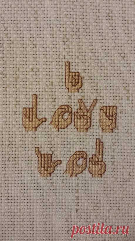 ASL "I love you" cross-stitch! #crossstitch #kreuzstich #stitch #sticken #handmade #craft #embroidery