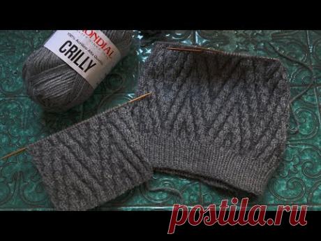 Двухсторонний теневой зигзаг спицами ⚔ Double-sided zigzag knitting pattern