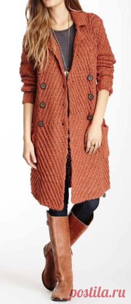 Rust knit coat
