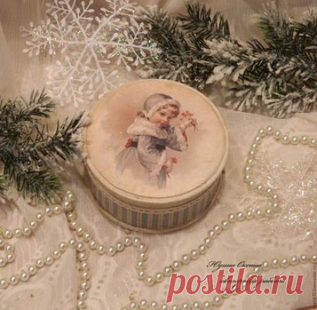 Купить Шкатулка &quot;Зимний букетик&quot; для украшений.Автор Юдина Оксана - винтаж, кружево, шкатулка