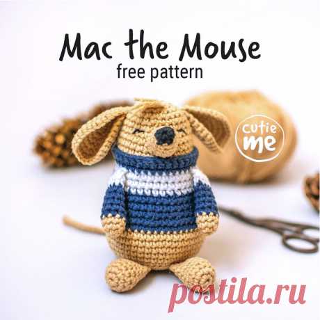 PDF Мышонок Мак крючком. FREE crochet pattern; Аmigurumi animal patterns. Амигуруми схемы и описания на русском. Вязаные игрушки и поделки своими руками #amimore - Мышь, мышка, маленький мышонок, крыса.