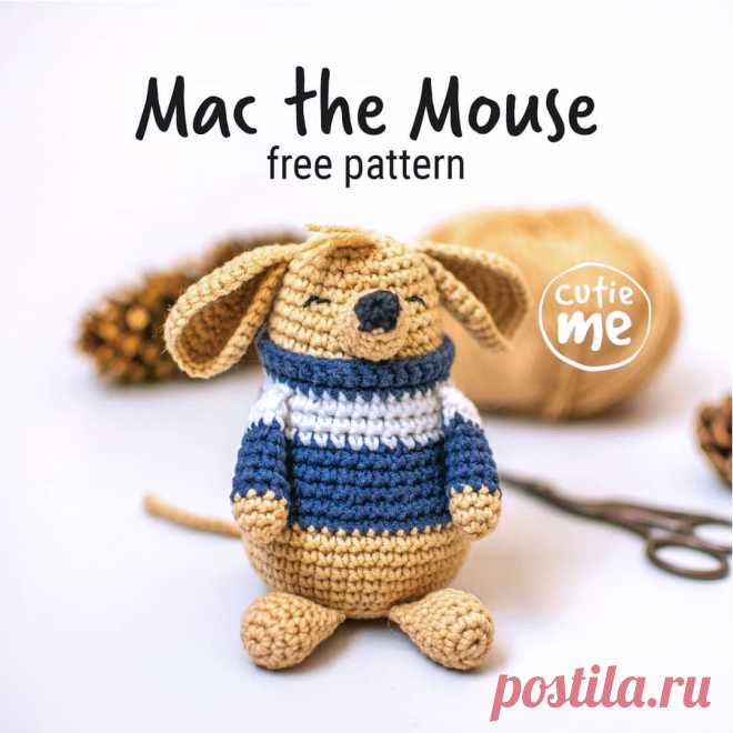 PDF Мышонок Мак крючком. FREE crochet pattern; Аmigurumi animal patterns. Амигуруми схемы и описания на русском. Вязаные игрушки и поделки своими руками #amimore - Мышь, мышка, маленький мышонок, крыса.