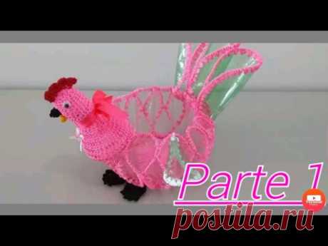 (parte 1)Galinha de croche feita com garrafas pet😍