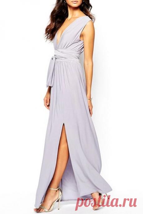 Light Purple Plunging Neck Sleeveless Maxi Dress LIGHT PURPLE: Maxi Dresses | ZAFUL