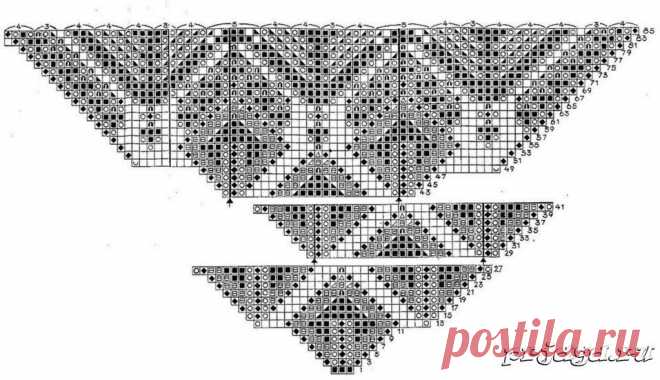 Узор спицами, перышки от центра