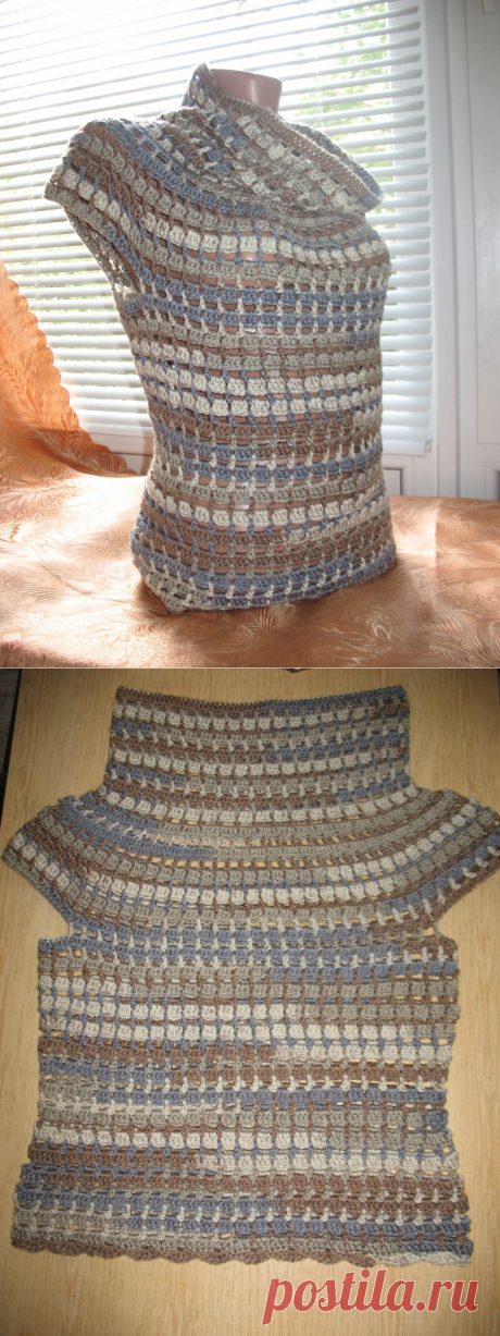 ПУЛОВЕР С КОРОТКИМ РУКАВОМ КРЮЧКОМ.