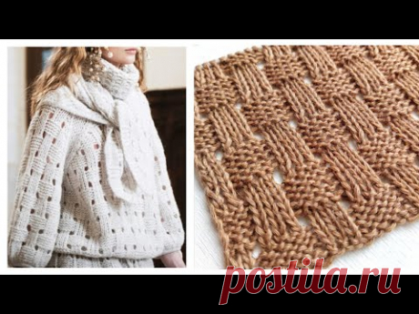 Легкая ажурная Шахматка спицами 💥 Узор пуловера от Шанель